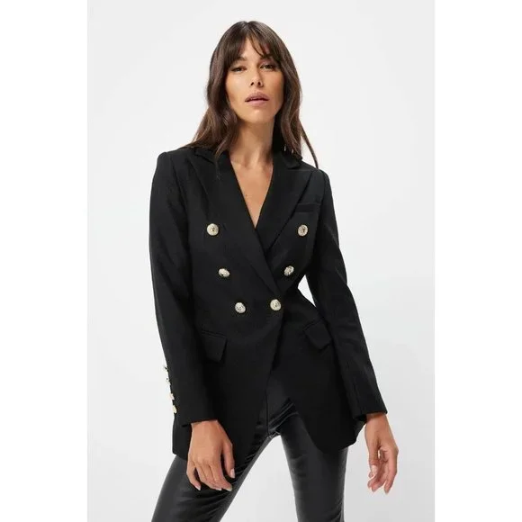 Mossman The Signature Blazer Jacket Black Military Classic Double Breast Size 10 - Picture 1 of 11